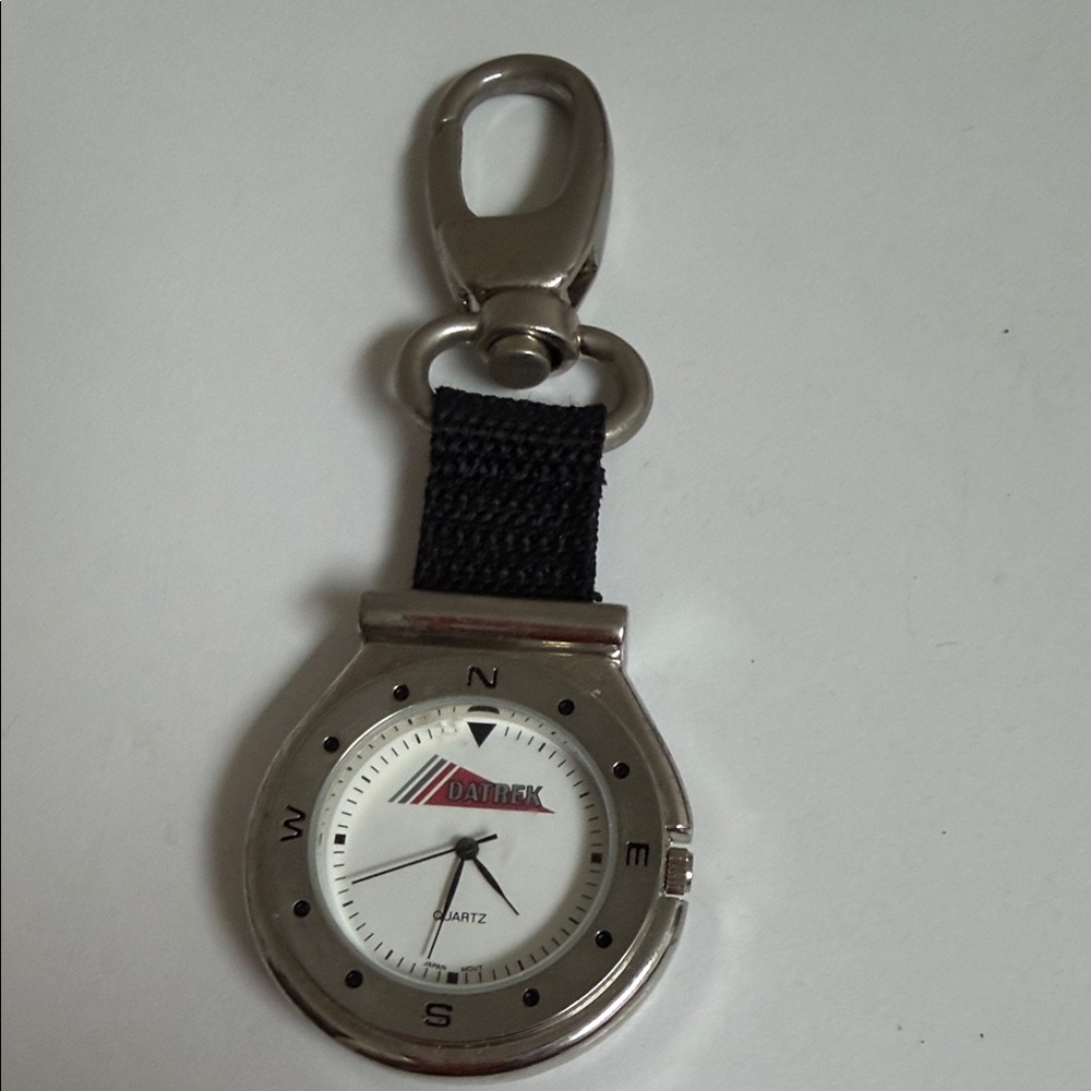 Source Unknown Silver and Black Dattrek Clip-On Compass Watch
